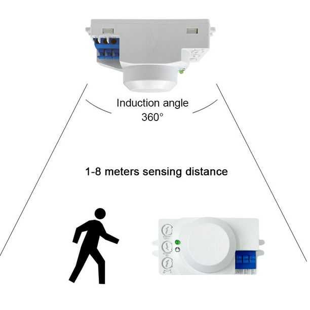 Sensor de movimiento infrarrojo Pir Ac110V-220V Detector de movimiento  Interruptor ajustable para interiores y exteriores