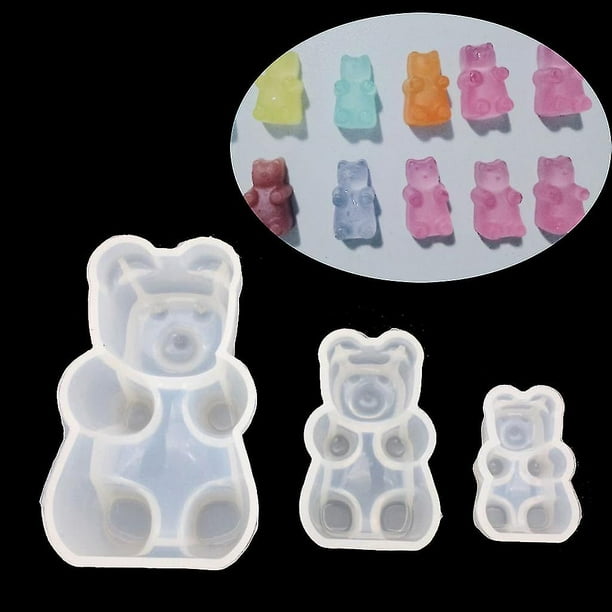 WYBG Paquete de 2 moldes de silicona para hielo, moldes de gomitas de oso  de chocolate, bandejas de cubitos de hielo de oso 3D, molde en forma de oso