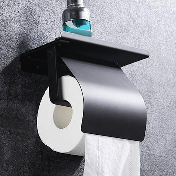 Soporte para papel higiénico, soporte para rollo de papel higiénico con  estante y almacenamiento, soporte de papel higiénico para baño, cromado