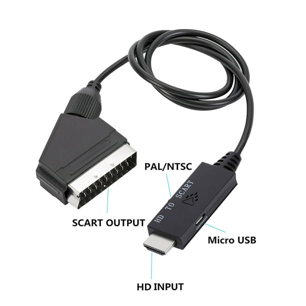 Adaptador Scart/Euroconector a HDMI Con Alimentación