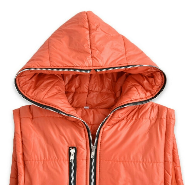 Chaleco largo ligero de invierno cálido para mujer, abrigo con capucha,  abrigos sin mangas, chaqueta cálida con bolsillos Pompotops lopia990353