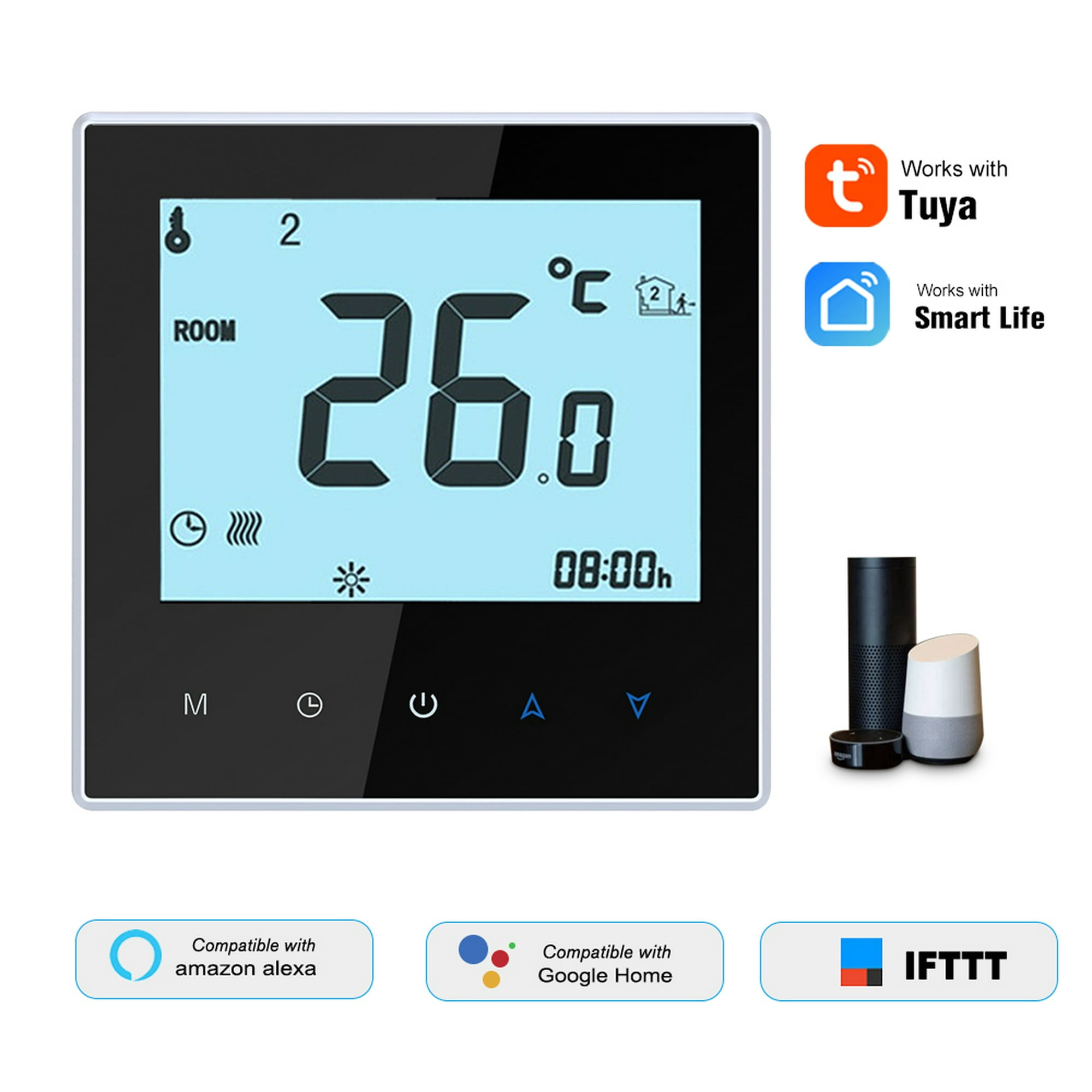 Termostato WIFI, termostato de caldera, compatible con  Alexa, APP  Tuya Smart Life, caja de instalación incluida
