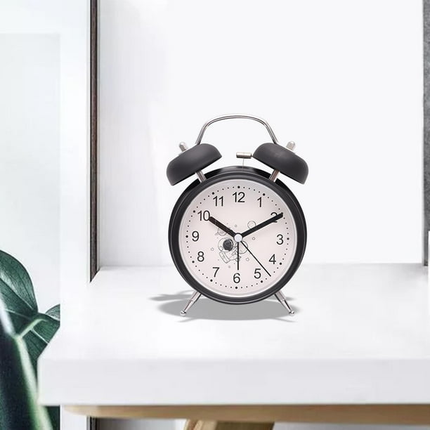 Reloj de mesa con campanas y alarma, blanco