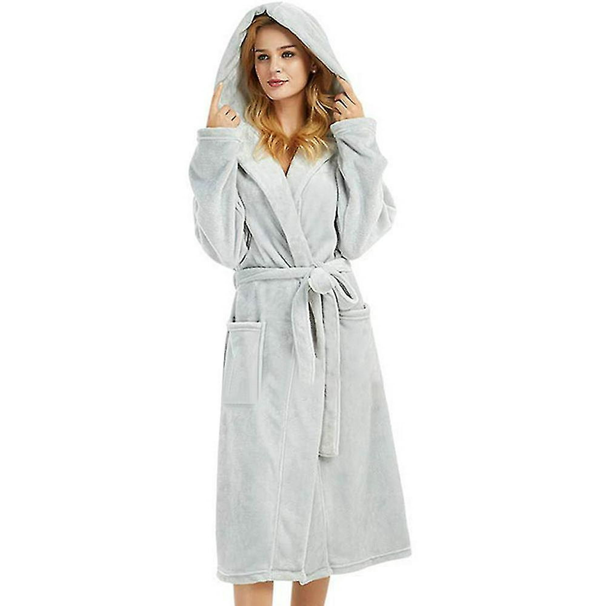 Comprar Bata de baño con capucha de forro polar para mujer, bata