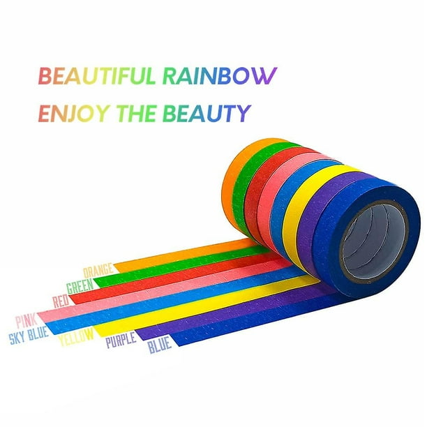 Cinta adhesiva de color, cinta de etiquetado de colores arcoíris para  niños, arte divertido, identificación, cordón, cajas de mudanza, decoración  del