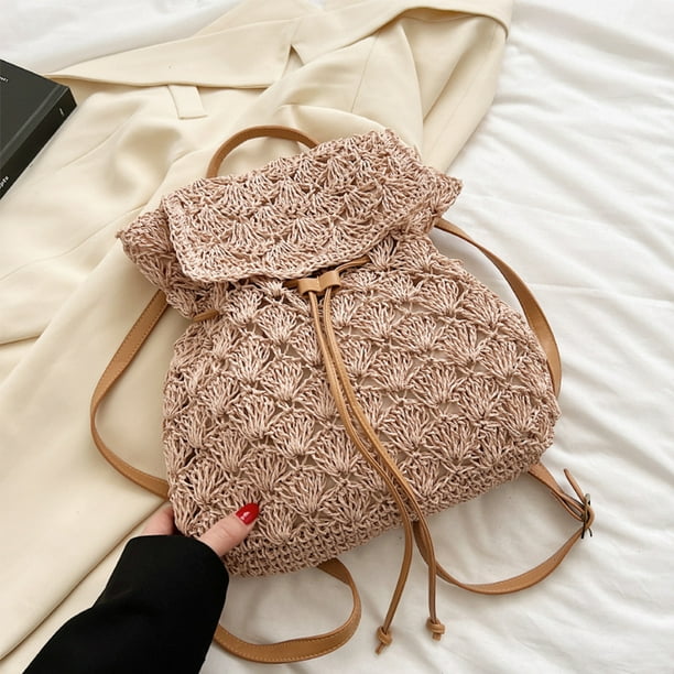 Bolsa de paja de verano para mujer tejida hecha a mano informal para el (beige) Ehuebsd Para Estrenar | Walmart en línea