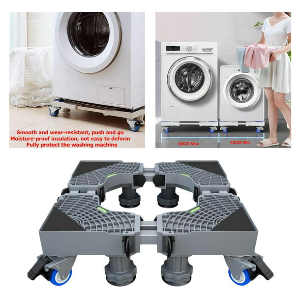  Base de rodillo ajustable para lavadora, soporte portátil para  lavadora y secadora, rodillo, frigorífico, soporte de pedestal con 8 ruedas  giratorias de goma de bloqueo : Electrodomésticos