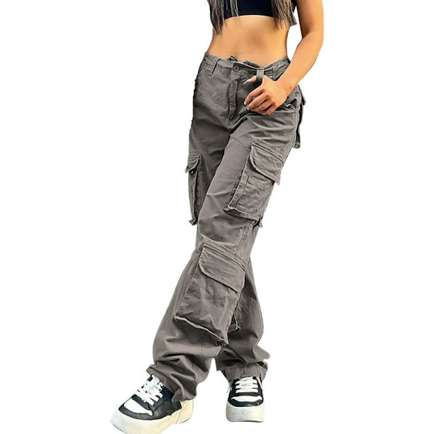 Gibobby Pantalones de campana Jean para mujer retro de las mujeres  Pantalones vaqueros de de bolsillo de ropa de trabajo de cintura alta de  chica caliente (Gris, L)