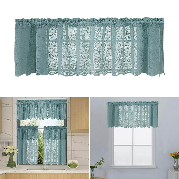 Cortinas de cocina para ventanas, frescas y simples, cortinas opacas para  dormitorio, cafetería, cortinas de baño de algodón, cortinas de ventana  azul