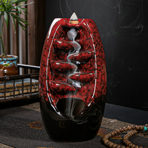 Quemador de incienso de reflujo, incensario de humo de cerámica de cascada,  artesanía, decoración del hogar, 1 unidad