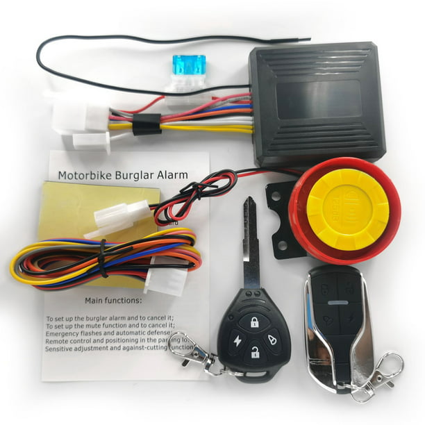 Sistema de alarma de motocicleta de 1 vía 12 V 4 nivel de  sensibilidad Control remoto Kit de alarma para scooter moto motocicleta  antirrobo dispositivo de alarma : Automotriz