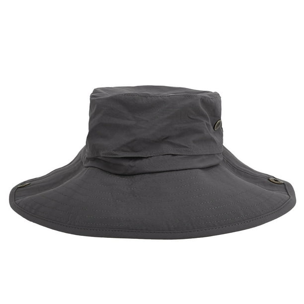 Sombrero de pescador liso de verano para hombre, sombrero de pescador con  ala ancha, ajustable, con cordones, gorra de pesca transpirable