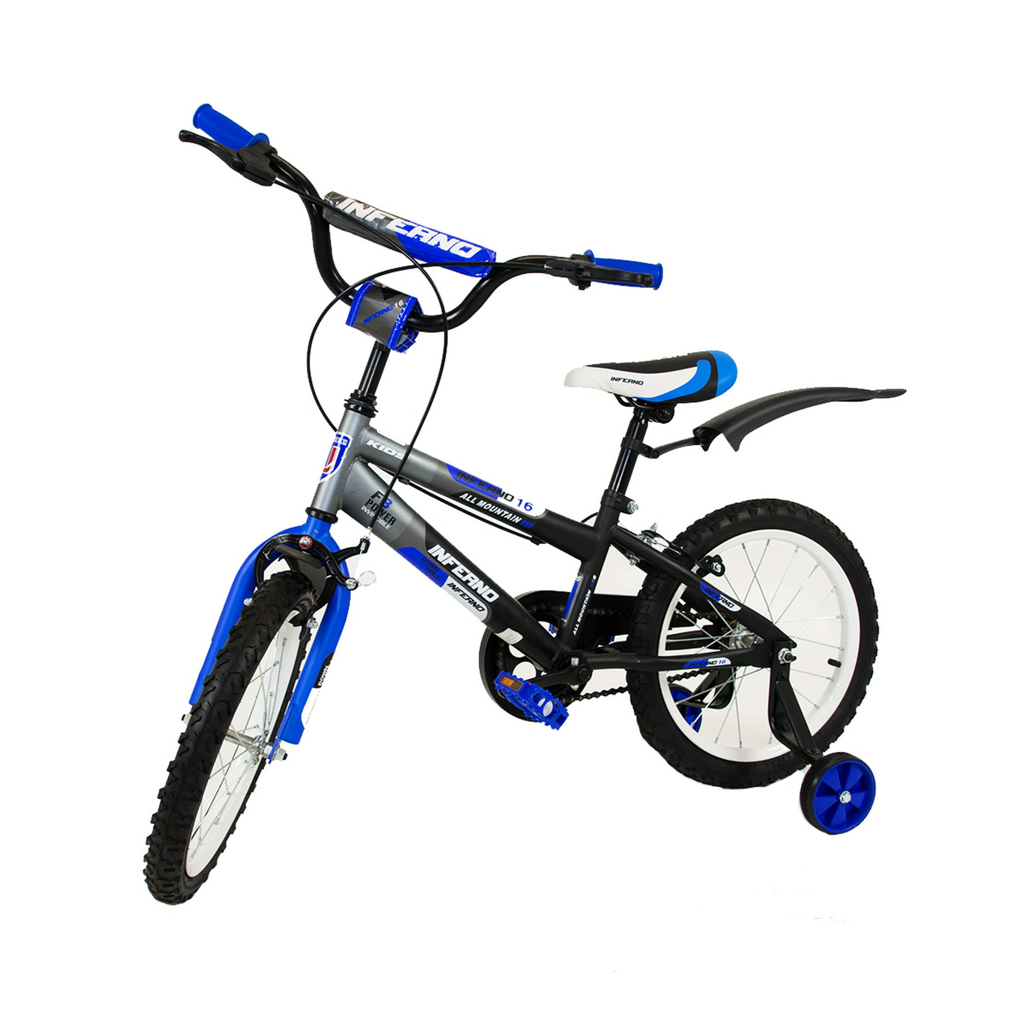 Bicicleta para niño de 5 a 10 años, Rodada 16, Azul-Gris, con rueditas de  entrenamiento. Unibike Inferno Urbana