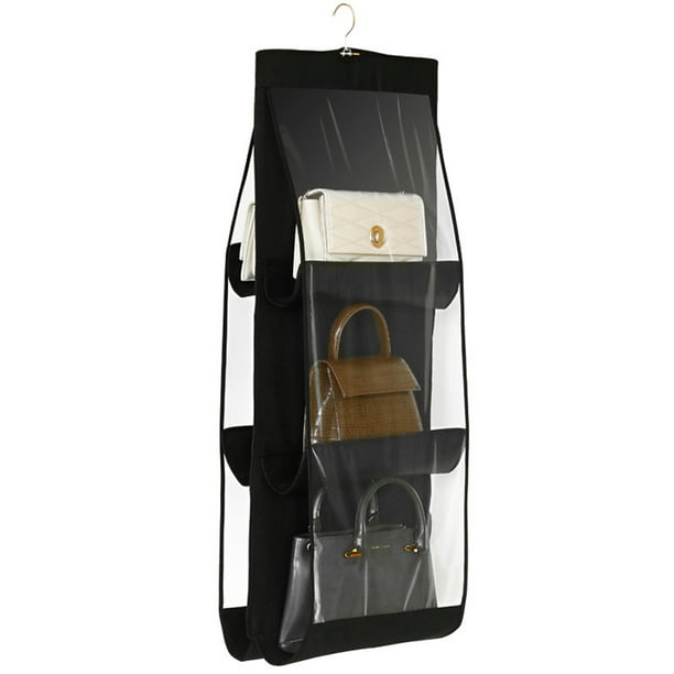 Organizador de bolso colgante de 6 bolsillos, armario de pared, bolsa de almacenamiento  transparente (negro) Ehuebsd Libre de BPA