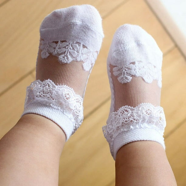 Calcetines de malla de encaje de algodón transpirable para niños, medias  cortas de tobillo para niñas pequeñas, blancas, rosas y amarillas -  AliExpress