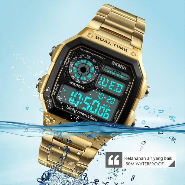 Reloj de cuero para hombre, reloj digital para hombre, reloj de pulsera LED  minimalista de acero inoxidable impermeable cronómetro