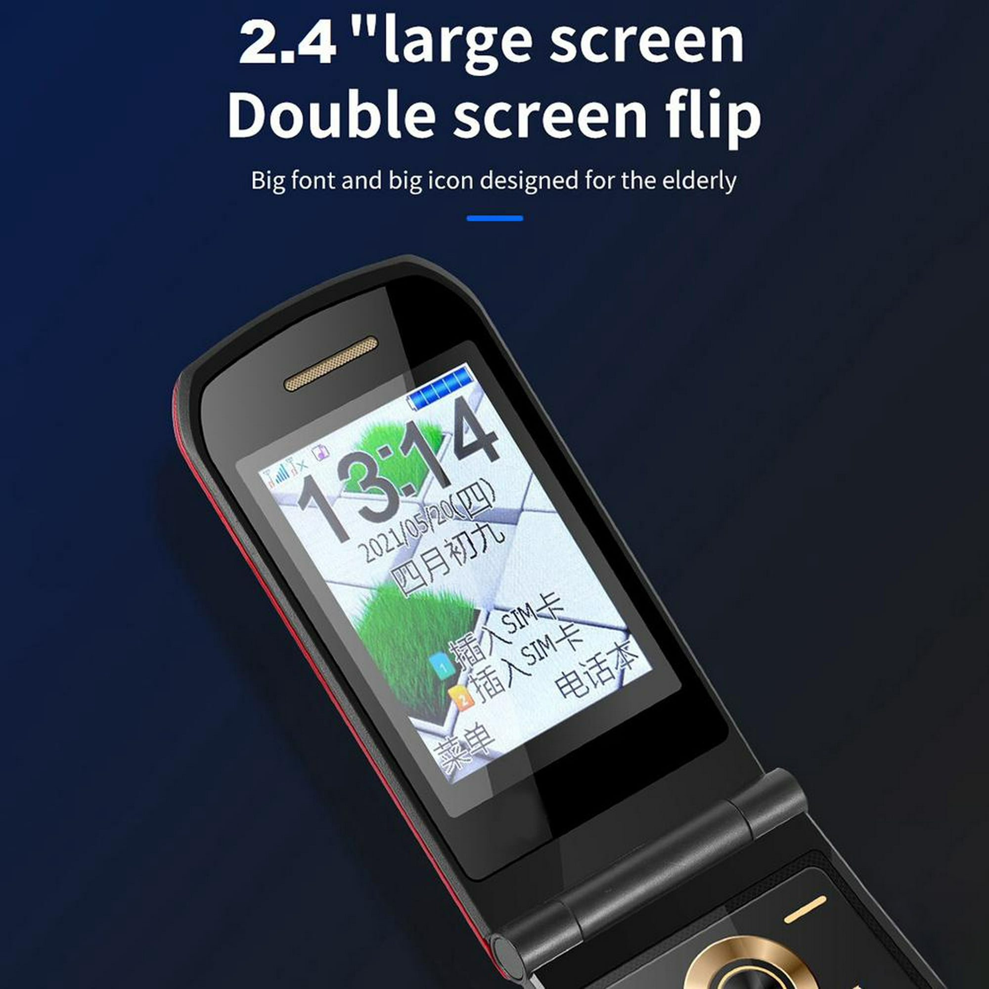 ciciglow Teléfono con tapa para personas mayores, teléfono celular para  personas mayores con pantalla táctil de 2.4 pulgadas, compatible con  tarjetas