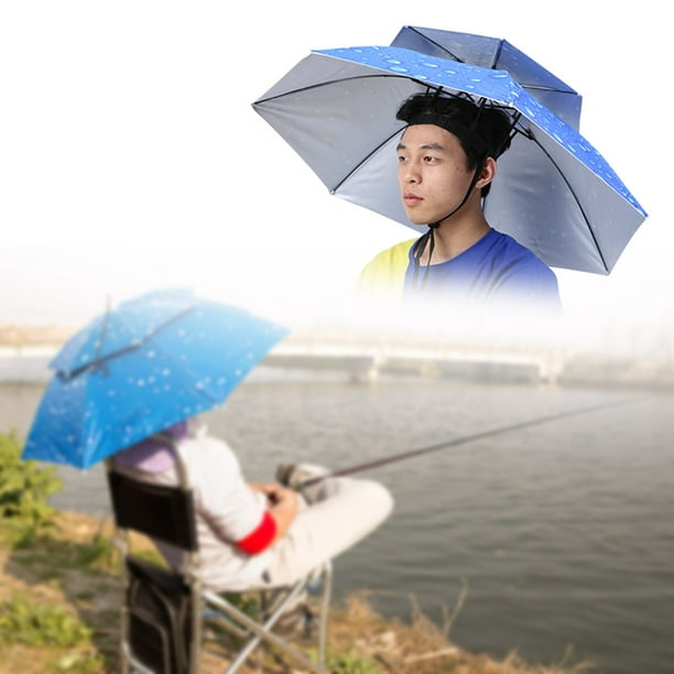 Paraguas plegable montado en la cabeza a prueba de viento y lluvia,  sombrero para exteriores con som ER