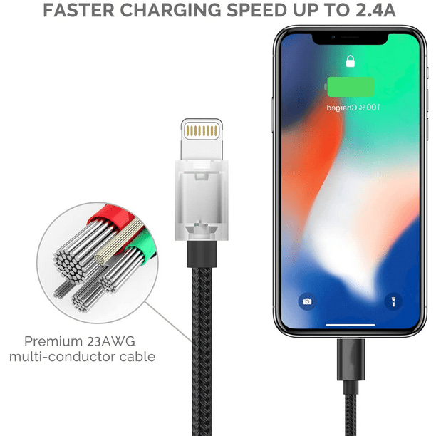  Apple Lightning Cable, cargador rápido certificado por MFI para  iPhone & iPad, cable de carga para iPhone Xs/XS Max, XR, X, 8/8Plus,  7/7Plus, 6/6Plus, iPad Pro/Air 2, iPad Mini 4/3/2, iPod