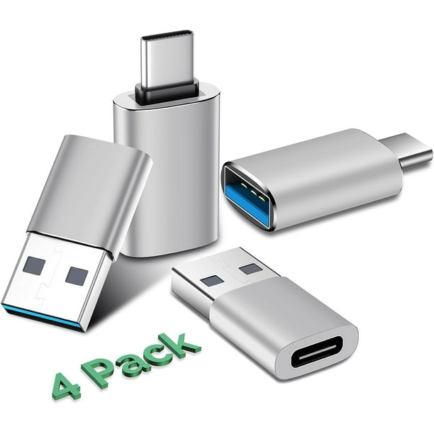 Adaptador USB C hembra a USB macho (paquete de 4), convertidor de