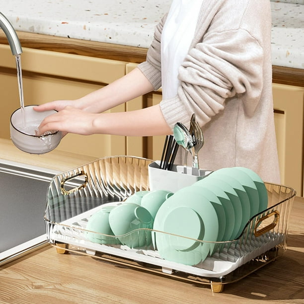Mostrador de cocina, estante para secar platos, bandeja de goteo