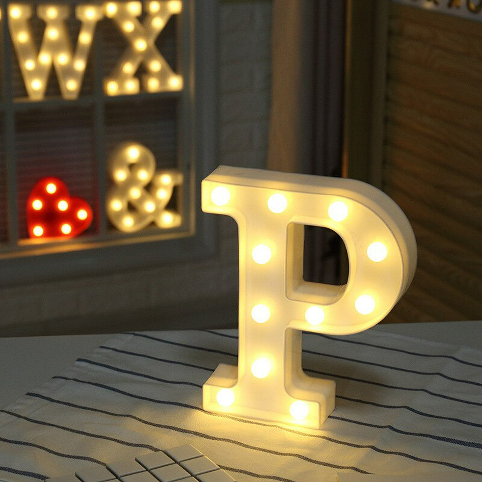 Letras con luces iluminadas, letras LED de colores, alfabeto para  decoración romántica del día de San Valentín, bodas, fiestas de cumpleaños,  hogar