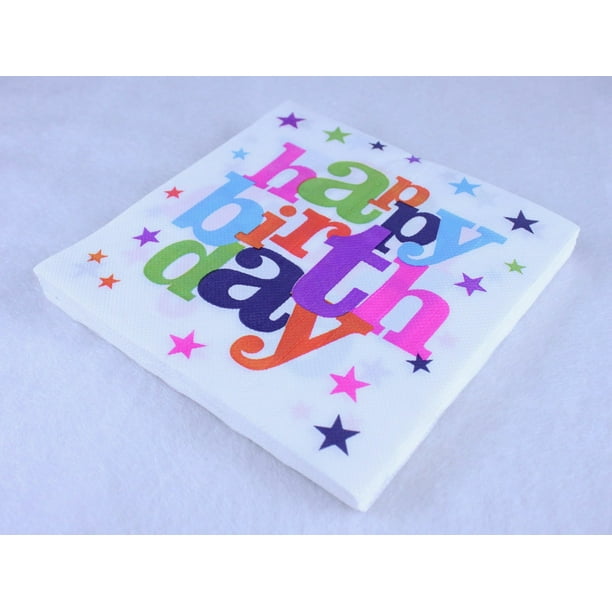Happy Birthday Servilletas, 40 unidades, servilletas de cumpleaños,  arcoíris, servilletas de papel para cumpleaños infantiles, 33 x 33 cm, para