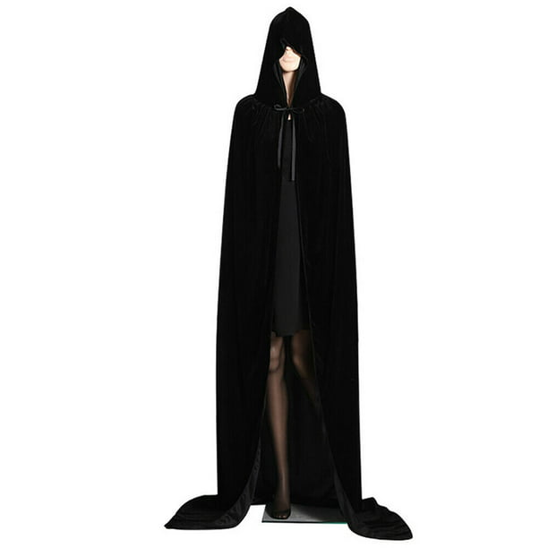 Disfraz de Halloween para mujeres capucha capa de tul capa negro