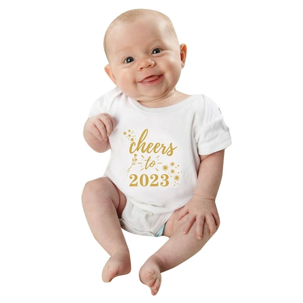 Gibobby Mamelucos para bebe niño Mi primera ropa de Año Nuevo para recién  nacidos, bebés, niños y niñas, trajes de Año Nuevo, pantalones cortos con  estampado (Blanco, 3-6 Meses)