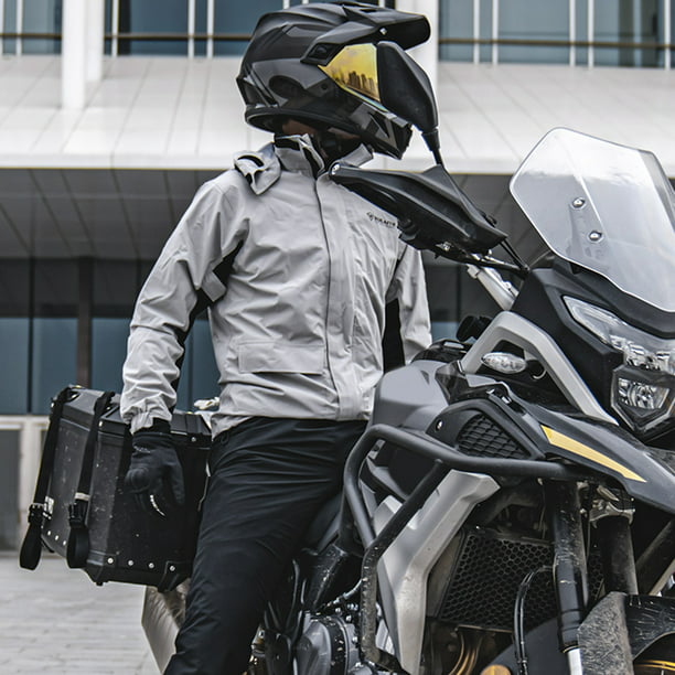 SULAITE Chubasquero+Pantalones Moto Reflectantes con Cubrezapatos Gris  (XXL) Ndcxsfigh Accesorios para autos y motos