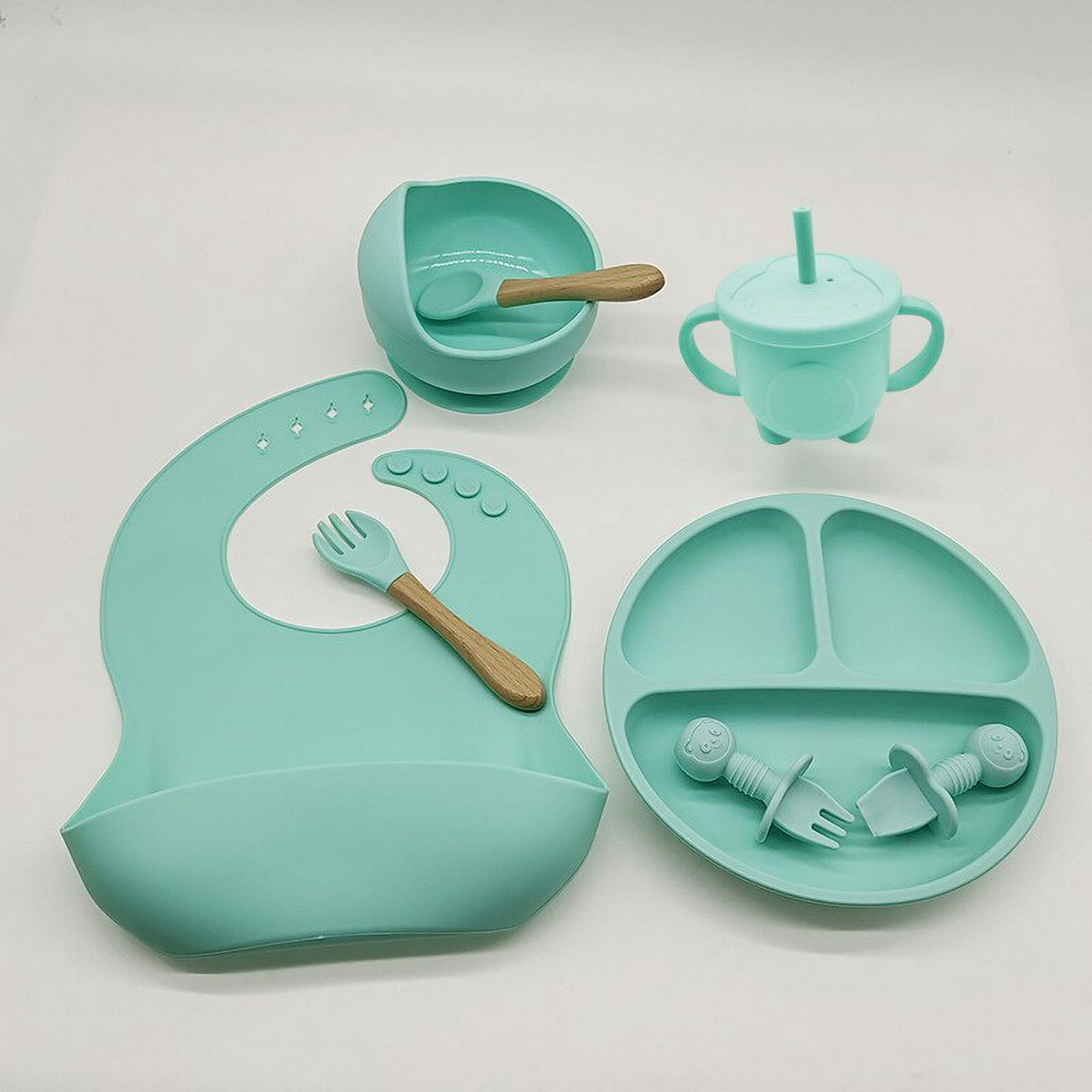 Vajilla de 4 piezas de silicona con ventosa para bebés, niños y niñas