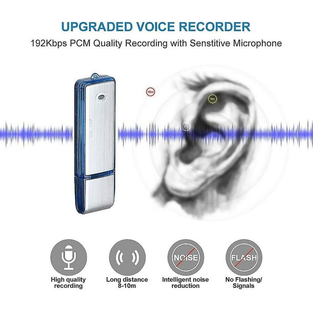 Grabadora digital activada por voz U Disk, mini grabadora espía-8 gb (azul)  Afortunado Sencillez