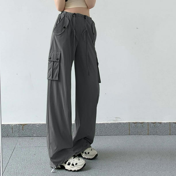 Pantalones Cargo Para Mujer Chándal De Cintura Alta Moda Ajustado