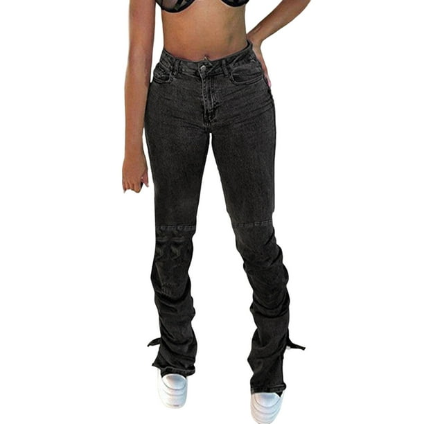 Gibobby Jeans Pantalones de mujer Pantalones vaqueros clásicos para mujer,  informales, ajustados, de cintura alta, color gris , pantalones(Gris