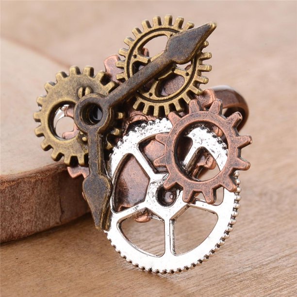 Steampunk Antique Watch Gears Costume Ring Adult