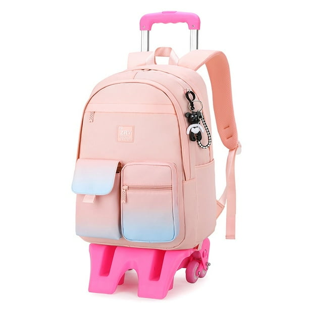 Carrito para mochilas escolares, Rosa claro, Carrito de equipaje