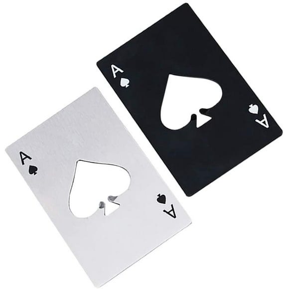ace of spades abrebotellas tamaño de tarjeta de crédito abridor de tapas abrelatas portátil de acero inoxidable paquete de 2 negro y plateado oso de fresa hogar