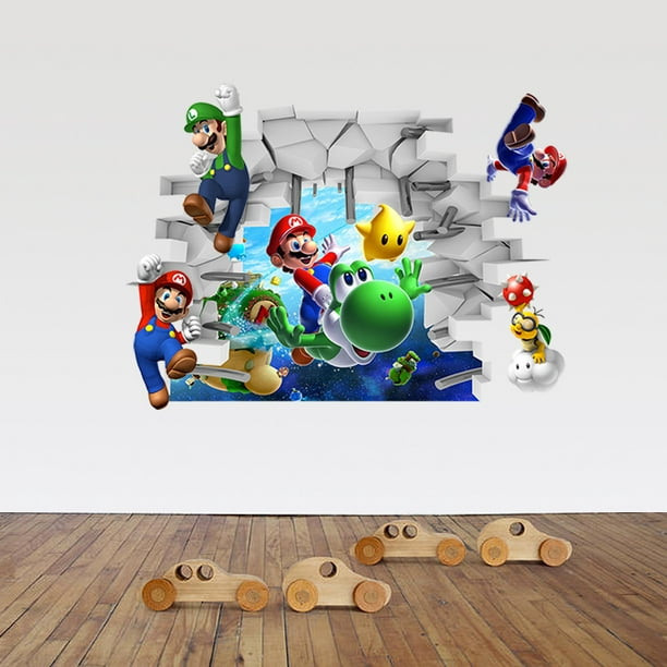 Pegatinas de pared 3D de película de Mario Bros 2023 para sala de estar,  habitación de niños, decoración de pared de niños y niñas, regalo para
