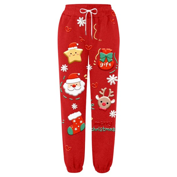 Gibobby pantalones afelpados para mujer Mujer Otoño e Invierno Casual moda  Navidad divertido impreso Gibobby