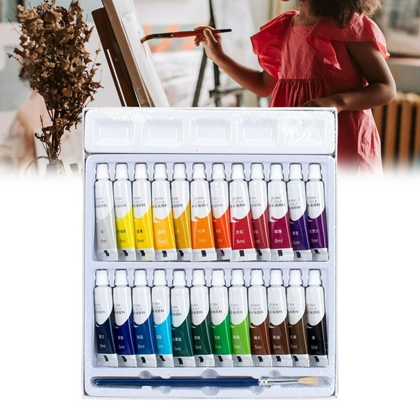 Juego de pintura de acuarela, incluye 24 pinturas de acuarela, 8 pinceles  de pintura para niños, juego de suministros de acuarela de pintura lavable