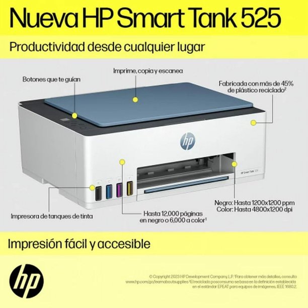 IMPRESORA MULTIFUNCIONAL HP Smart Tank 500 / 6000 Páginas en