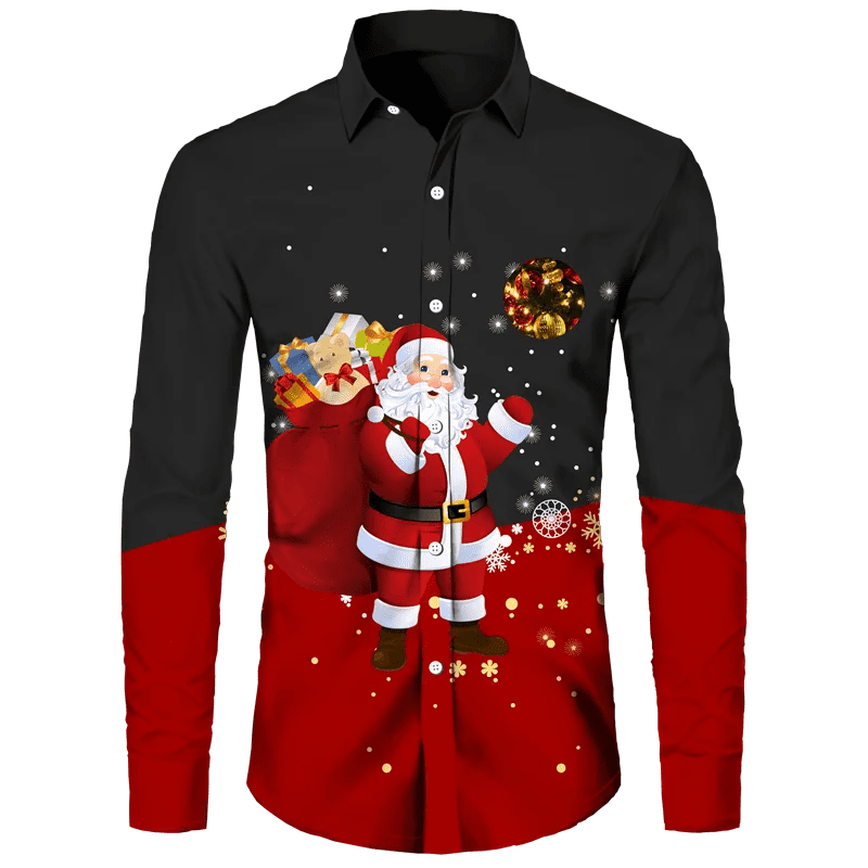 Funky Camisa Hawaiana Blusa De Navidad Christmas Flying Hats