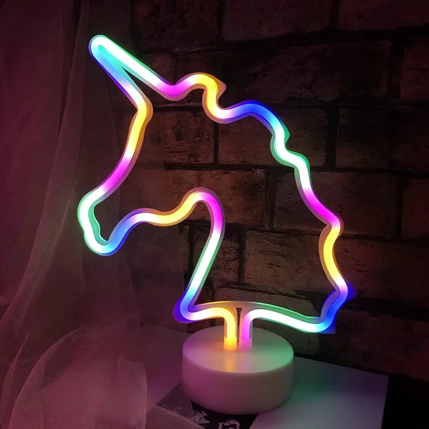 Led unicornio luz de neón coloridos letreros de neón lámpara de