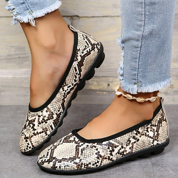 Zapatos de mujer Punta redonda Retro Moda Estampado de serpiente de poner y quitar Zapatos cas Wmkox8yii | Walmart en línea