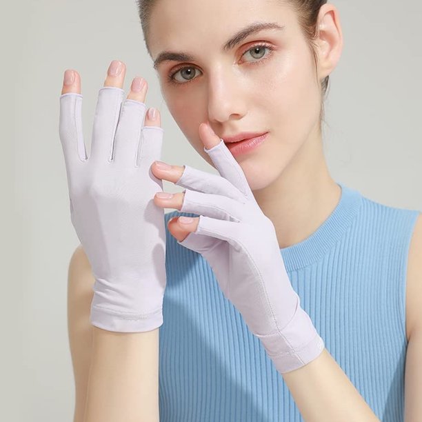 Guantes de protección solar para mujer, sin dedos, de verano,  antideslizantes, para conducir, para proteger el sol