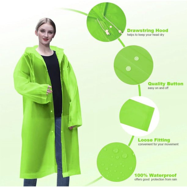 Poncho de lluvia impermeable para hombres y mujeres, adultos, senderismo,  pesca, festivales