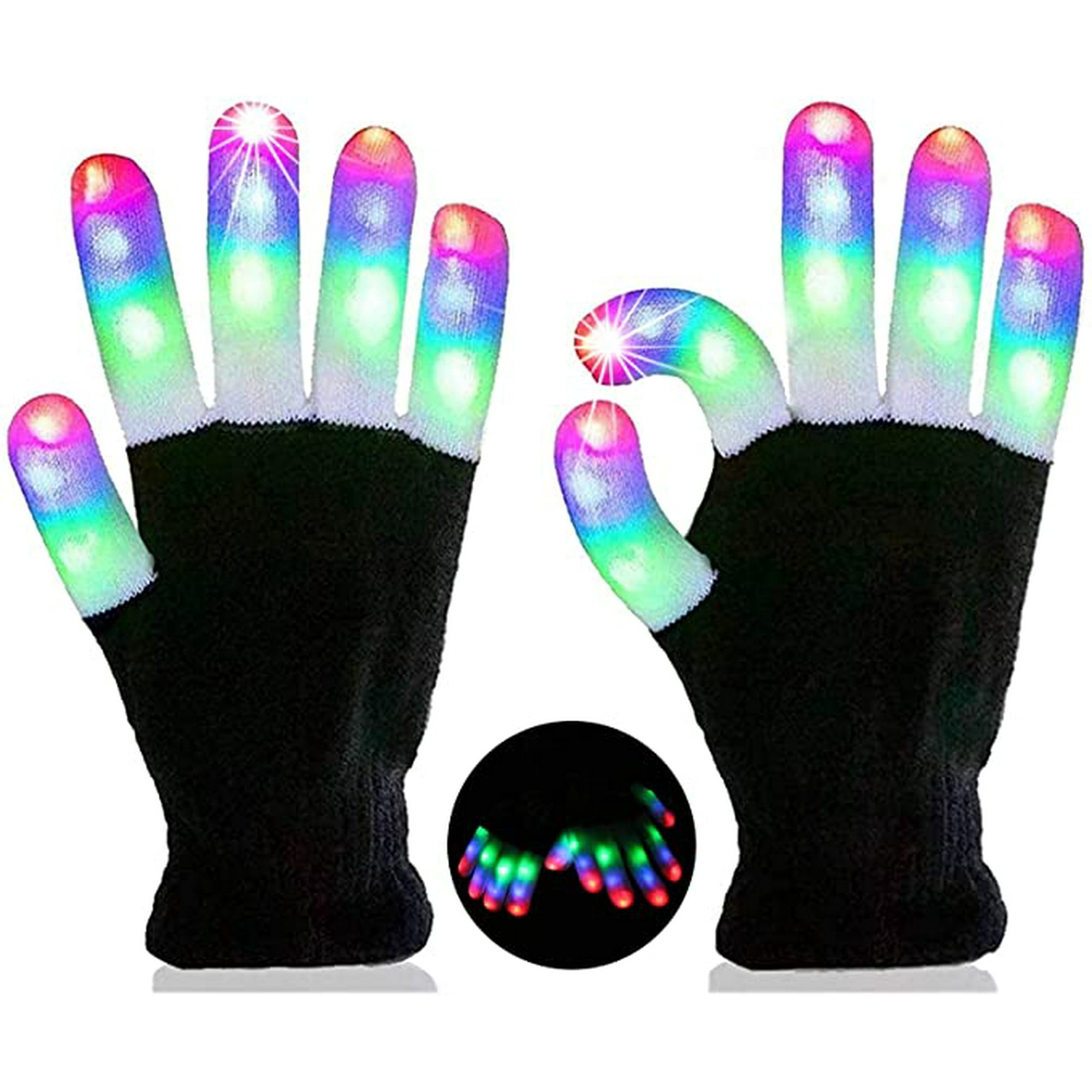 3 Pares De Guantes Led Coloridos Que Brillan En La Oscuridad