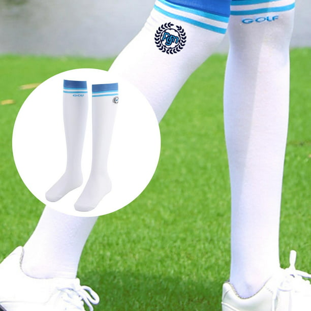 1 par de golf para mujer, medias blancas mujer, rayas, medias de béisbol,  medias largas y Azul Soledad Medias deportivas para mujer