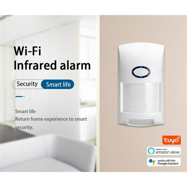 Alarma inalámbrica con sensor de movimiento WiFi: detector de movimiento  Tuya PIR, sensor de alarma infrarroja, alarma de sonido y luz alimentada  por