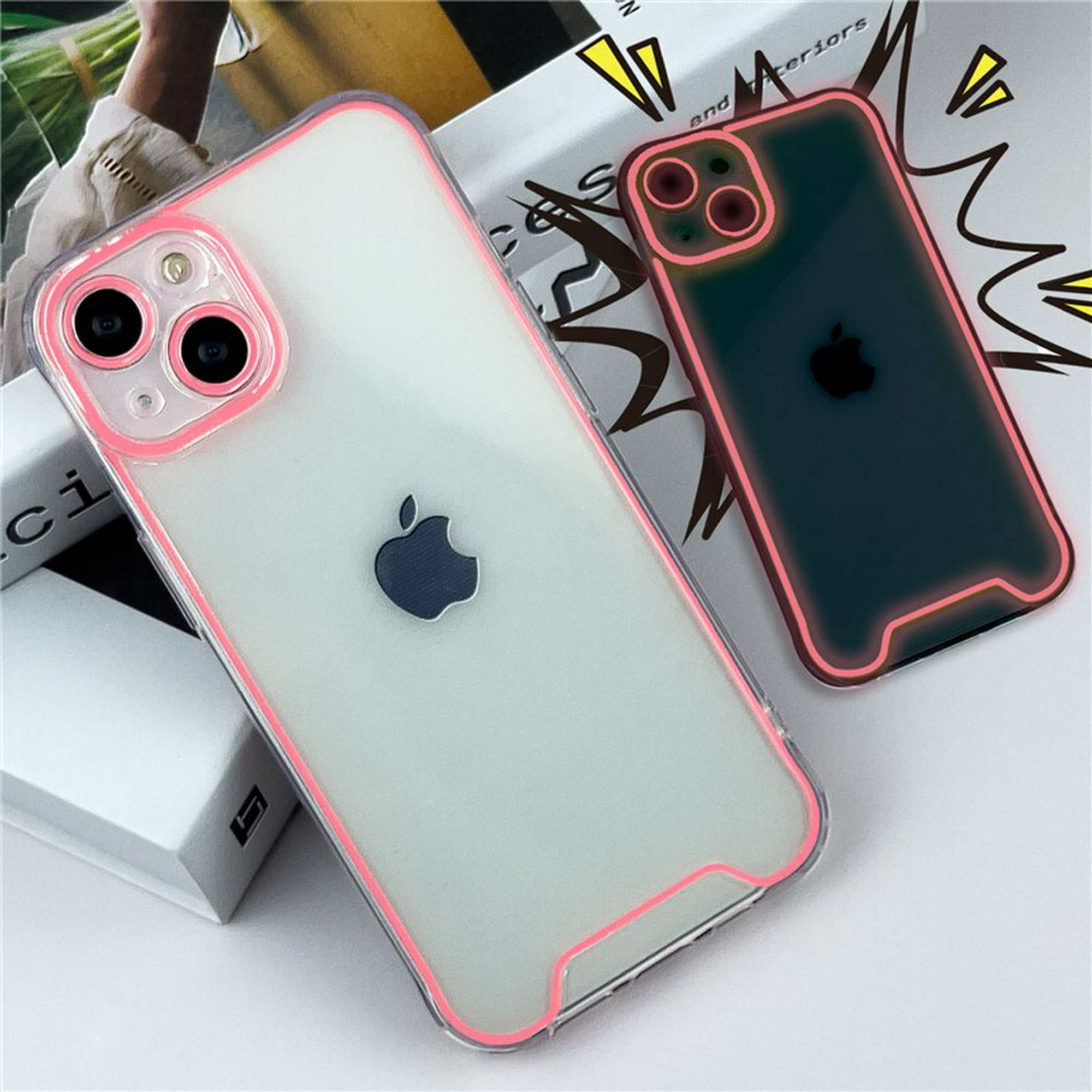 Lov-Funda de silicona suave con luz nocturna para iPhone 14 Plus 11 12  13 14 Pro Max X XR XS Max, fundas traseras transparentes Fivean unisex